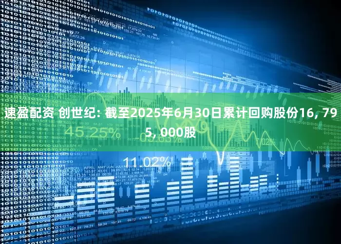 速盈配资 创世纪: 截至2025年6月30日累计回购股份16, 795, 000股